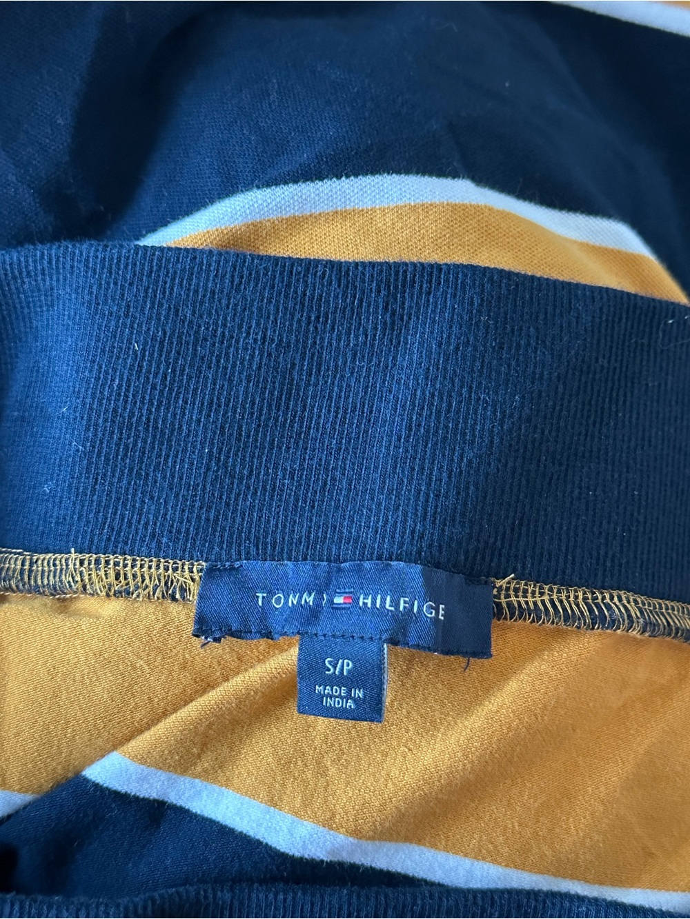 Tommy Hilfigure Striped Navy and Mustard Knit Mini Skirt - Picture 5 of 5
